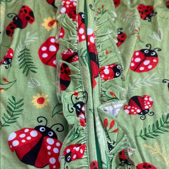 Charming Green Ladybug Kids Footie - Picture 2 of 4
